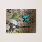 薄紫の原稿のモダンなヴィンテージのパリエッフェル塔 ジグソーパズル (横)