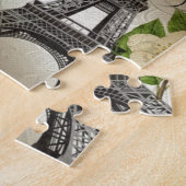 薄紫の原稿のモダンなヴィンテージのパリエッフェル塔 ジグソーパズル (側面)