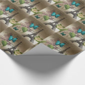 薄紫の原稿のモダンなヴィンテージのパリエッフェル塔 ラッピングペーパー (角)