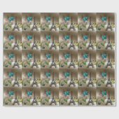 薄紫の原稿のモダンなヴィンテージのパリエッフェル塔 ラッピングペーパー (フラット)