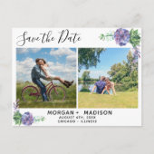 薄紫の多肉写真の保存日付 案内ポストカード (正面)