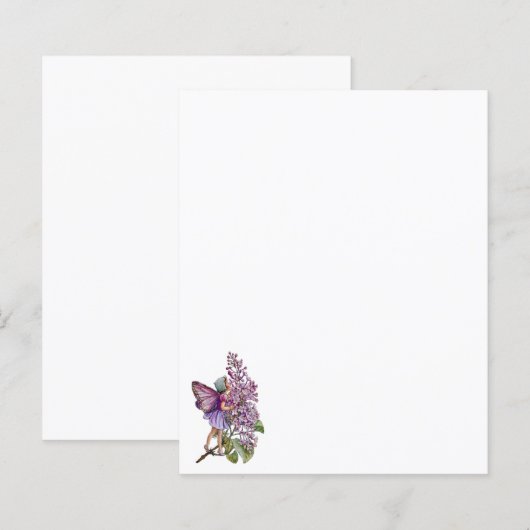 「薄紫の妖精」文房具と封筒 (正面/裏面)