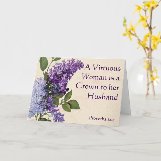 薄紫の妻のためのテーマのキリスト教の挨拶状 カード (黄色い花)