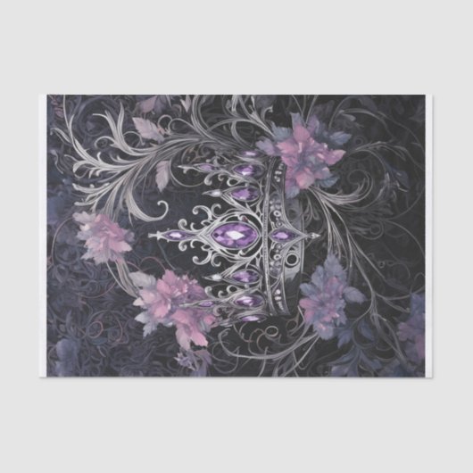 薄紫の宝石きらきら光る付きの王冠を持って来る 薄葉紙 (正面)