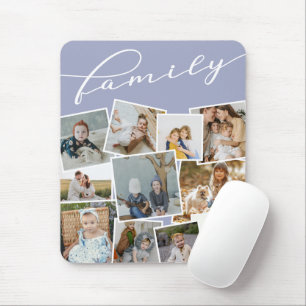 薄紫の散在する写真Photo Collage Family マウスパッド