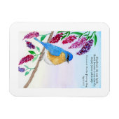 薄紫の木に青い鳥を植えた全国の俳句 マグネット (横)