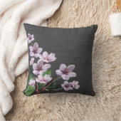 薄紫の枝水彩画の花のバーラップの一見 クッション (ブランケット)