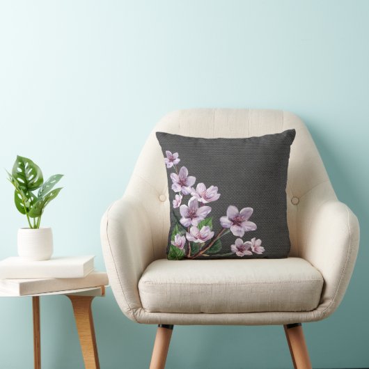 薄紫の枝水彩画の花のバーラップの一見 クッション (椅子)