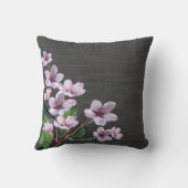 薄紫の枝水彩画の花のバーラップの一見 クッション (裏面)