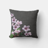 薄紫の枝水彩画の花のバーラップの一見 クッション (正面)
