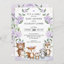 薄紫の森の動物フローラリースのベビーシャワー