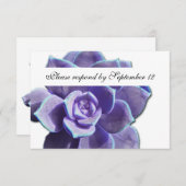 薄紫の水気が多いヴィンテージのrsvp 出欠カード (正面/裏面)