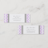 薄紫の灰色のシェブロンのレトロの名刺 スキニー名刺 (正面/裏面)