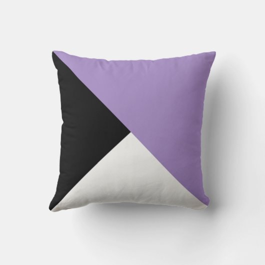 薄紫の白黒斜め色のブロックの枕 クッション (裏面)
