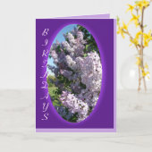 薄紫の紫色の楕円形の誕生日は大事な行事をカスタマイズ カード (黄色い花)
