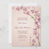 薄紫の紫色の水彩画によっては結婚式招待状が開花します 招待状 (正面)