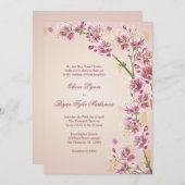 薄紫の紫色の水彩画によっては結婚式招待状が開花します 招待状 (正面/裏面)