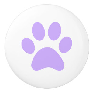 薄紫の紫色の足のプリントのpawprint セラミックノブ