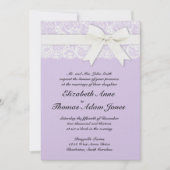 薄紫の結婚式招待状の白いレース 招待状 (正面)
