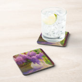 薄紫の花が花瓶のプラスチックコースター コースター (右側)
