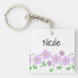 薄紫の花のアクリルKeychain キーホルダー
