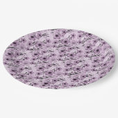 薄紫の花の模様 ペーパープレート (アングル)