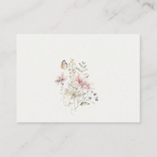 薄紫の花の葉の本の赤ちゃんシャワー エンクロージャーカード (裏面)