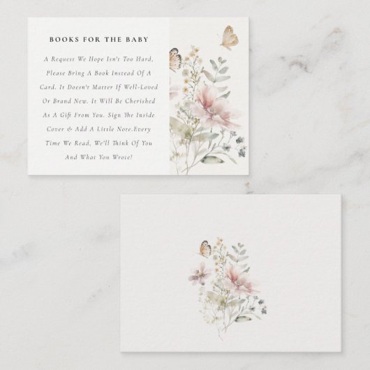 薄紫の花の葉の本の赤ちゃんシャワー エンクロージャーカード (正面/裏面)