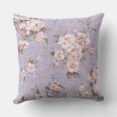 薄紫の花の装飾的な枕 クッション (裏面)