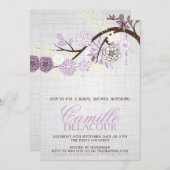 薄紫の花みすぼらしいシックなブライダルシャワー招待状 招待状 (正面/裏面)