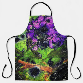 薄紫の花葉とモザイクで刻まれた熟成 エプロン