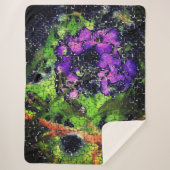 薄紫の花葉とモザイクで刻まれた熟成 シェルパブランケット (正面)