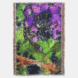 薄紫の花葉とモザイクで刻まれた熟成 スローブランケット