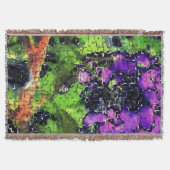 薄紫の花葉とモザイクで刻まれた熟成 スローブランケット (正面)