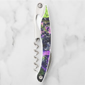 薄紫の花葉とモザイクで刻まれた熟成 ソムリエナイフ (正面)