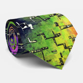 薄紫の花葉とモザイクで刻まれた熟成 ネクタイ (ロール)