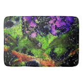 薄紫の花葉とモザイクで刻まれた熟成 バスマット (正面)