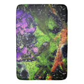 薄紫の花葉とモザイクで刻まれた熟成 バスマット (正面縦)