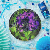 薄紫の花葉とモザイクで刻まれた熟成 ペーパープレート (パーティー)