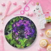 薄紫の花葉とモザイクで刻まれた熟成 ペーパープレート (パーティー)