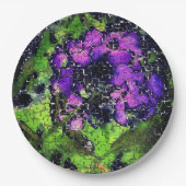 薄紫の花葉とモザイクで刻まれた熟成 ペーパープレート (正面)