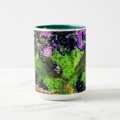 薄紫の花葉とモザイクで刻まれた熟成 マグカップ (中央)