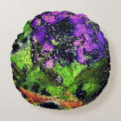 薄紫の花葉とモザイクで刻まれた熟成 ラウンドクッション (正面)