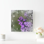 薄紫の花 スクエア壁時計 (ホーム)