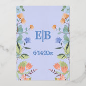 薄紫の花 箔招待状 (裏面)