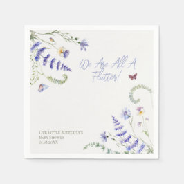 薄紫の赤ちゃんシャワー用山花蝶 スタンダードカクテルナプキン