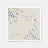 薄紫の赤ちゃんシャワー用山花蝶 スタンダードカクテルナプキン (正面)