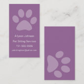 薄紫の足のプリントペット着席の名刺 名刺 (正面/裏面)