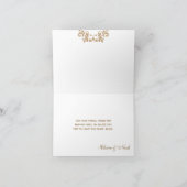 薄紫の金ゴールドのモトッコ人は結婚式の招待状感謝していしています サンキューカード (内部)