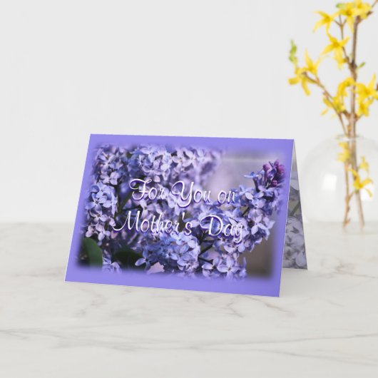 薄紫の開花 – 母の日 – または任意の大事な行事 カード (黄色い花)